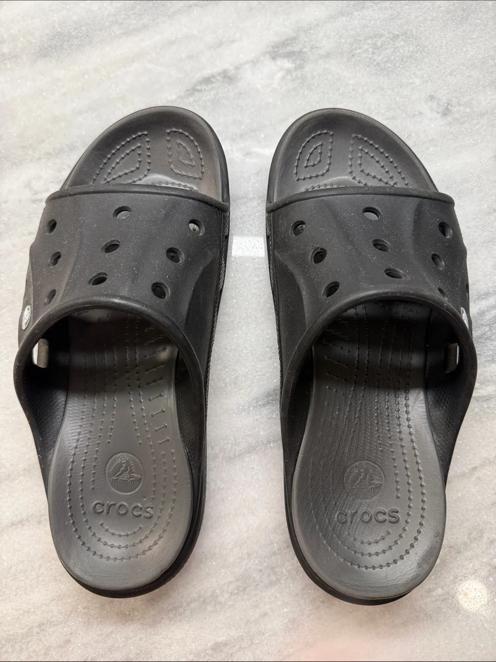 CROCS Black Slide Clogs with Vent Holes